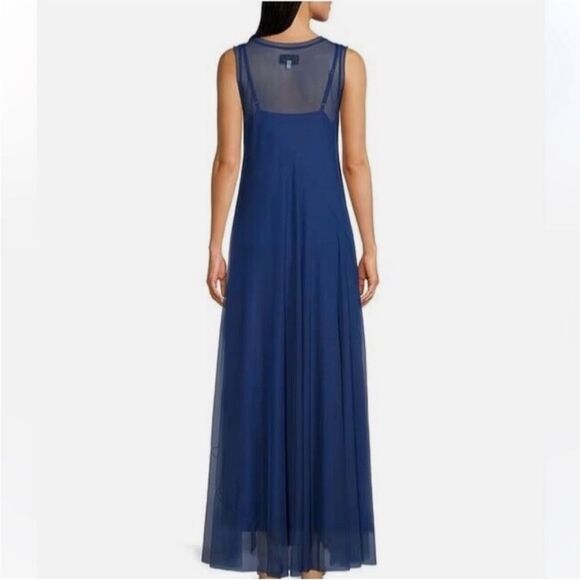 Johnny Was Blue Maxi Dress with Floral Embroidery - Picture 4 of 5